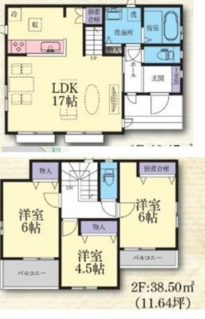 相模原市緑区二本松、新築一戸建ての間取り画像です