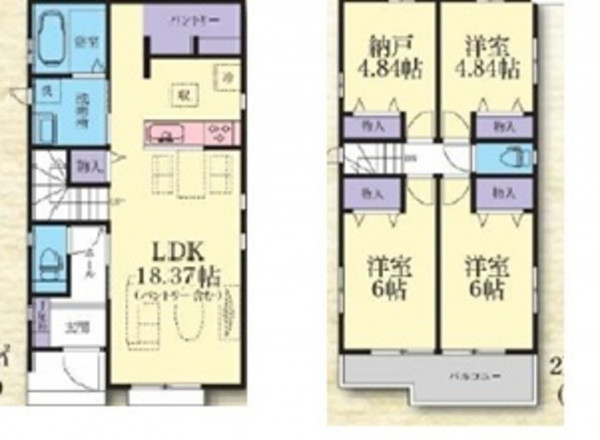 相模原市緑区二本松、新築一戸建ての間取り画像です