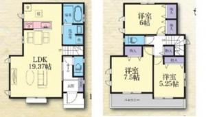 相模原市緑区二本松、新築一戸建ての間取り画像です
