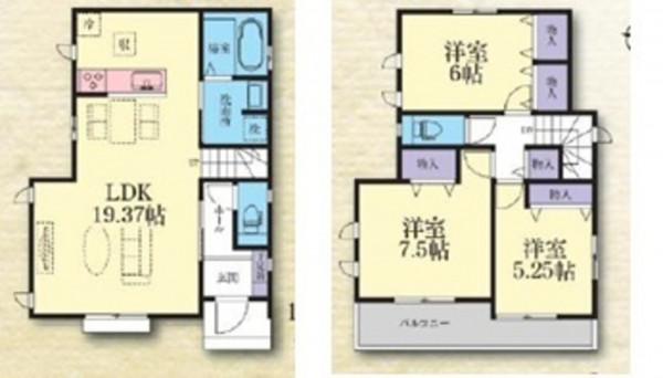 相模原市緑区二本松、新築一戸建ての間取り画像です
