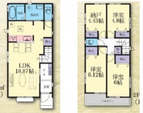 相模原市緑区二本松、新築一戸建ての間取り画像です