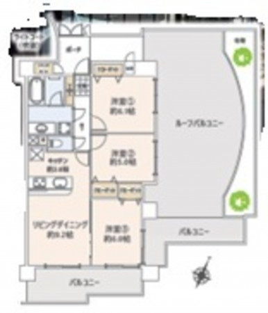 相模原市緑区東橋本、中古マンションの間取り画像です