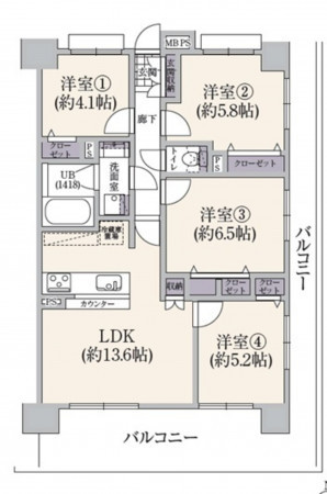 相模原市緑区西橋本、中古マンションの間取り画像です