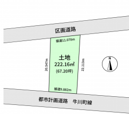 豊橋市牛川町、土地の間取り画像です