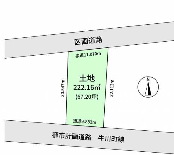 豊橋市牛川町、土地の間取り画像です