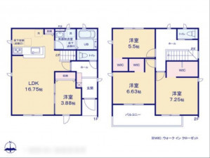 豊橋市高師町、新築一戸建ての間取り画像です