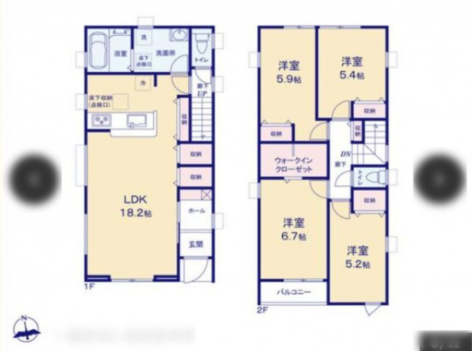豊橋市仁連木町、新築一戸建ての間取り画像です