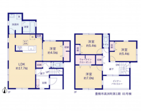 豊橋市高洲町、新築一戸建ての間取り画像です