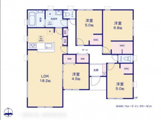 豊橋市大崎町、新築一戸建ての間取り画像です