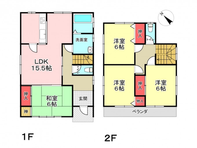 豊橋市東幸町、中古一戸建ての間取り画像です