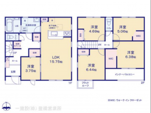 豊橋市芦原町、新築一戸建ての間取り画像です