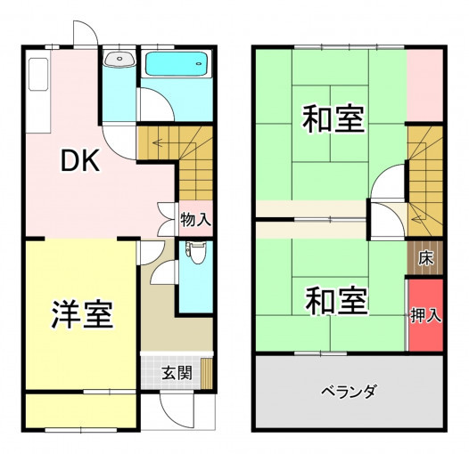 豊橋市東岩田、中古一戸建ての間取り画像です