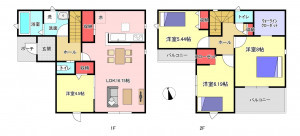 豊橋市曙町、新築一戸建ての間取り画像です