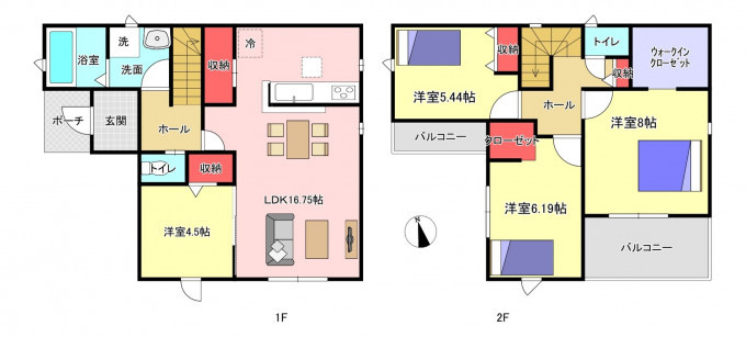 豊橋市曙町、新築一戸建ての間取り画像です