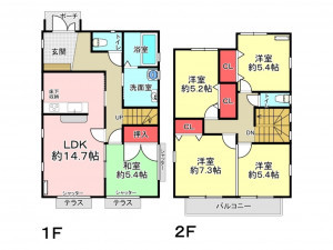 豊橋市牟呂、中古一戸建ての間取り画像です