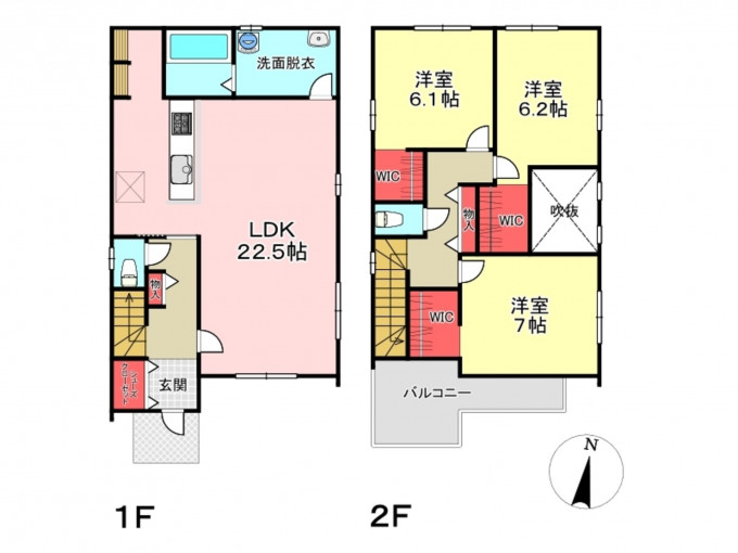 豊橋市草間町、新築一戸建ての間取り画像です