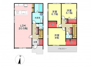 豊橋市草間町、新築一戸建ての間取り画像です