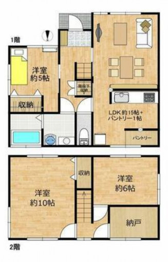 豊橋市西口町、中古一戸建ての間取り画像です