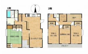 豊橋市大村町、中古一戸建ての間取り画像です