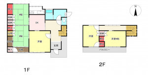 豊橋市緑ケ丘、中古一戸建ての間取り画像です
