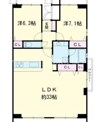 豊橋市潮崎町、中古マンションの間取り画像です