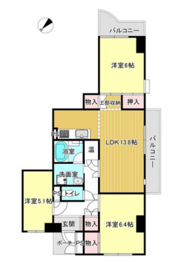 豊橋市中野町、中古マンションの間取り画像です