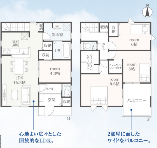 豊橋市多米、新築一戸建ての間取り画像です