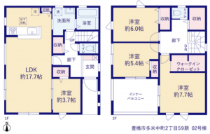 豊橋市多米、新築一戸建ての間取り画像です