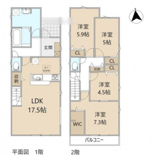 豊橋市曙町、新築一戸建ての間取り画像です