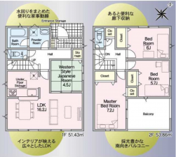 豊橋市西浜町、新築一戸建ての間取り画像です