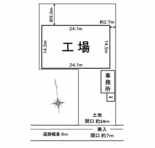 豊橋市三ツ相町、収益物件/工場の間取り画像です