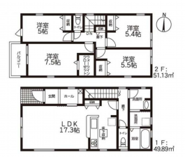 豊橋市中岩田、新築一戸建ての間取り画像です