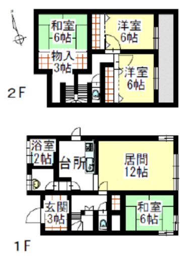豊橋市つつじが丘、中古一戸建ての間取り画像です