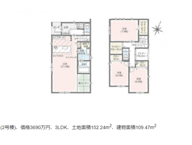 豊橋市牟呂町、新築一戸建ての間取り画像です