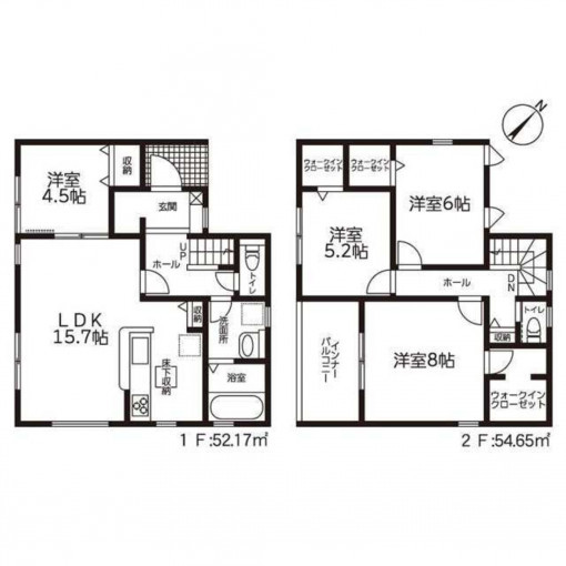 豊橋市東小鷹野、新築一戸建ての間取り画像です