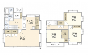 豊橋市富士見台、中古一戸建ての間取り画像です