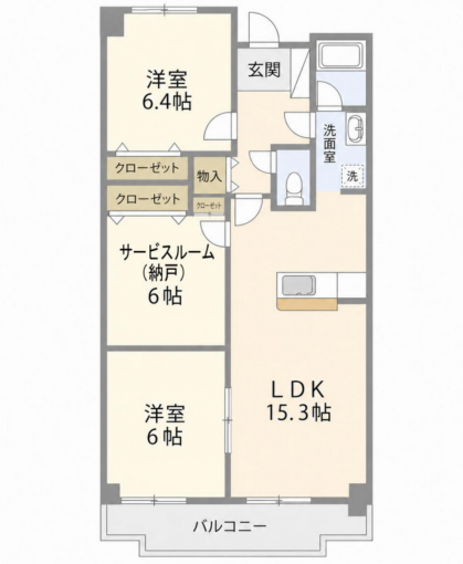 豊橋市北島町、中古マンションの間取り画像です