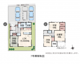 豊橋市東岩田、新築一戸建ての間取り画像です