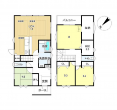 豊橋市佐藤、中古一戸建ての間取り画像です