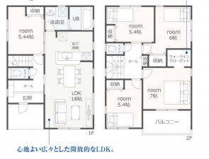豊橋市高師本郷町、新築一戸建ての間取り画像です