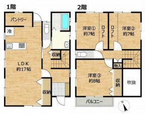 豊橋市大崎町、中古一戸建ての間取り画像です