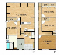豊橋市岩屋町、中古一戸建ての間取り画像です