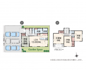 豊橋市東岩田、新築一戸建ての間取り画像です