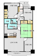 豊橋市牟呂町、中古マンションの間取り画像です