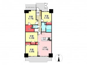豊橋市牟呂町、中古マンションの間取り画像です
