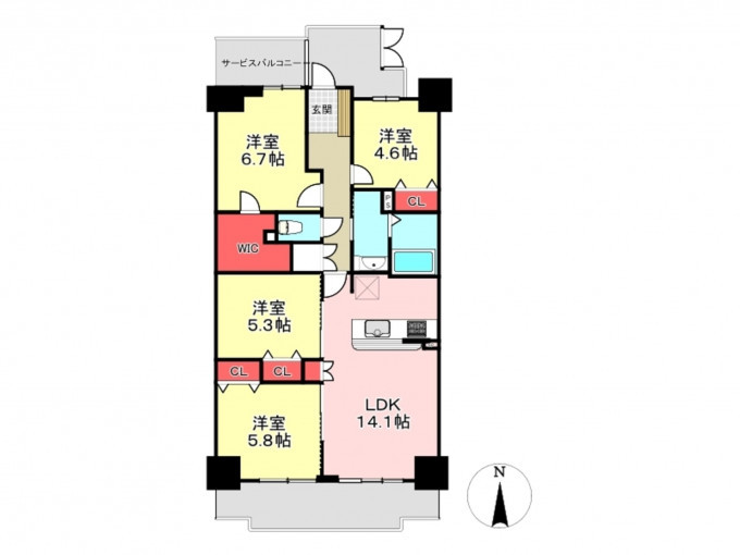 豊橋市牟呂町、中古マンションの間取り画像です