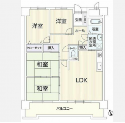 豊橋市草間町、中古マンションの間取り画像です
