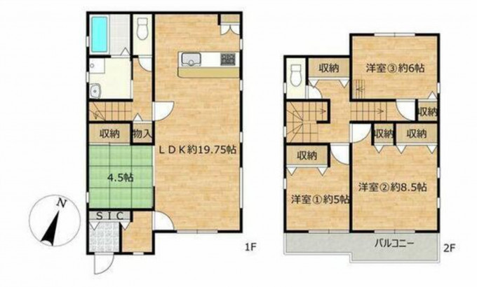 豊橋市牛川町、中古一戸建ての間取り画像です