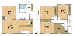 相模原市中央区田名、中古一戸建ての間取り画像です