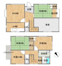 相模原市中央区上溝、中古一戸建ての間取り画像です